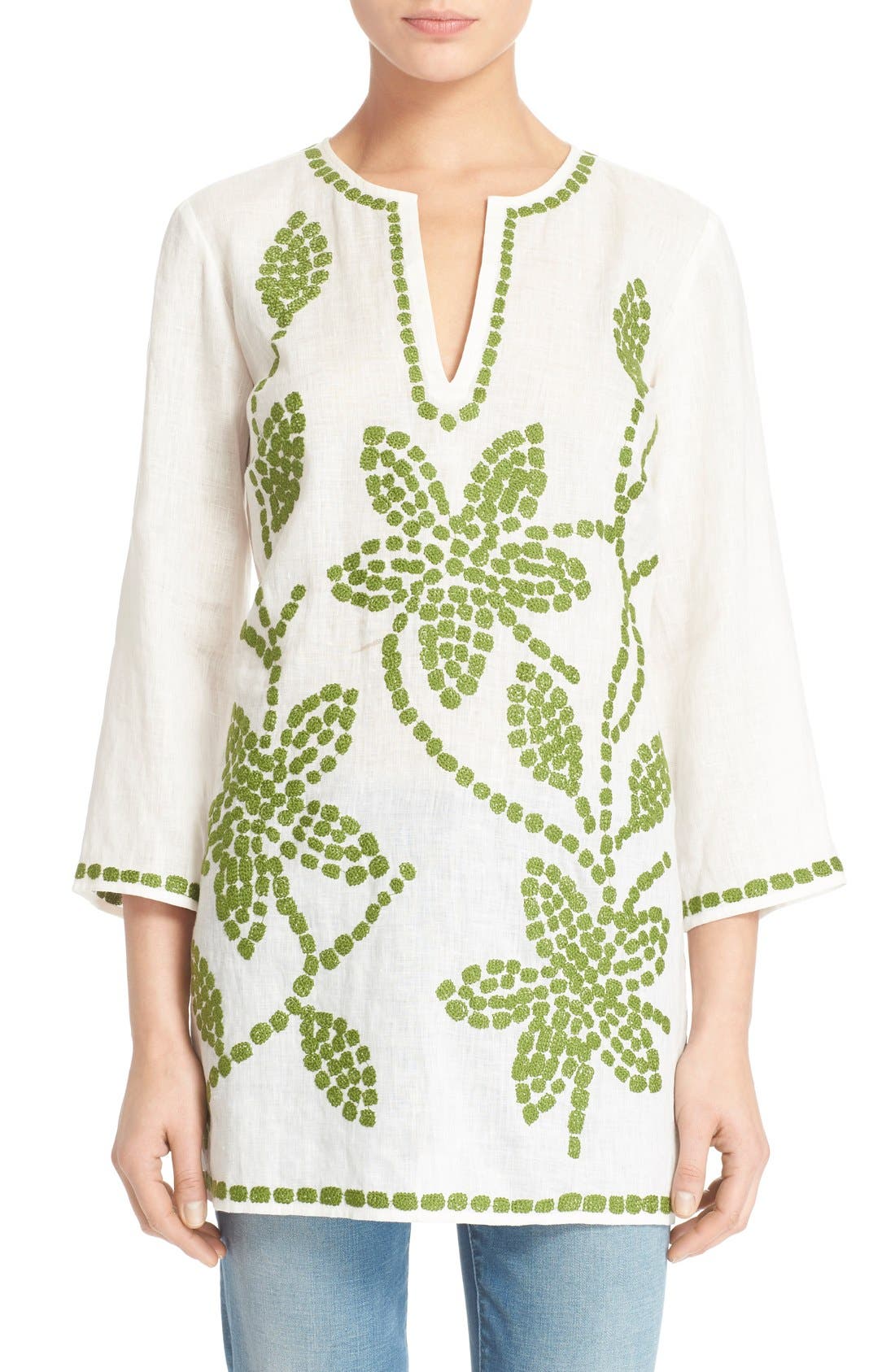 Tory Burch Embroidered Linen Tunic Nordstrom