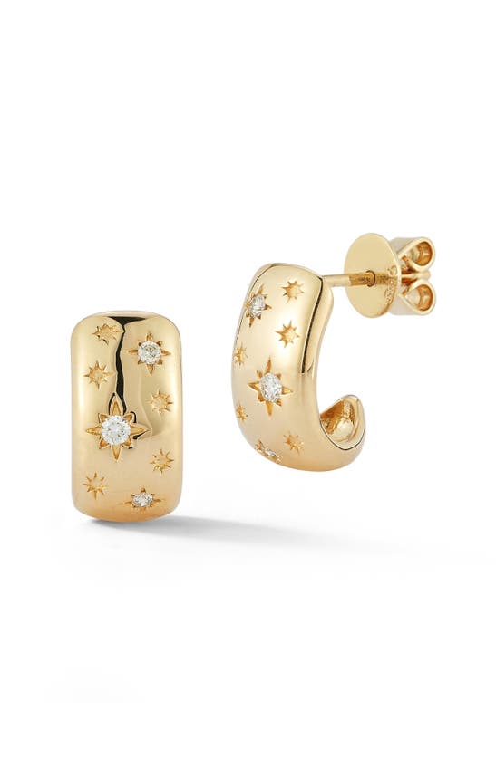 Dana Rebecca Designs Cynthia Rose Starburst Hoop Earrings In Yellow Gold