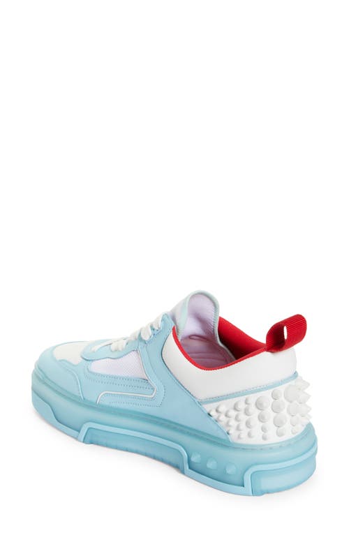 Shop Christian Louboutin Astroloubi Mixed Media Low Top Sneaker In 5709 Mineral/white