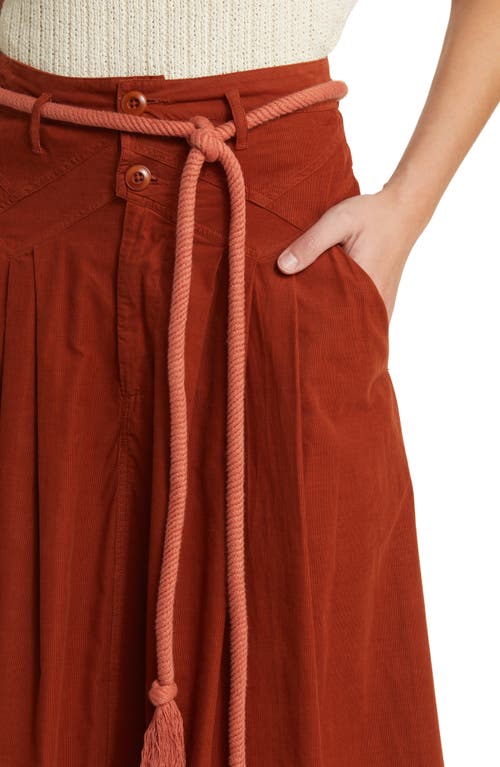 The Great The Field Cotton Corduroy Midi Skirt In Strawberry Jam