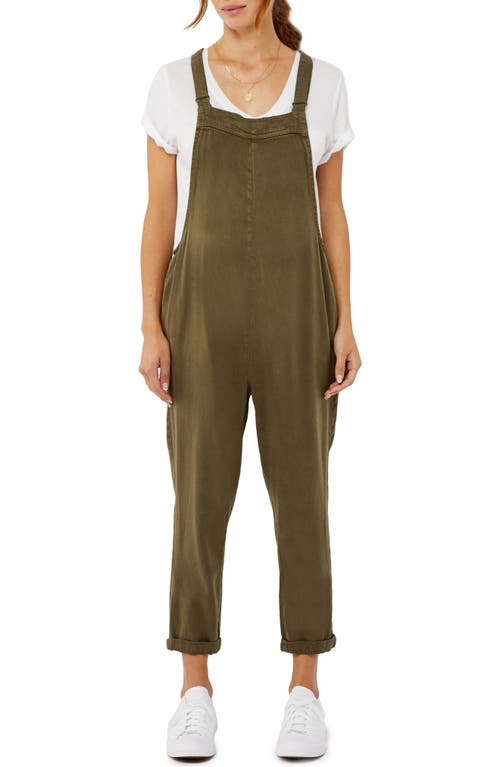 Twill Maternity Overalls in Olive