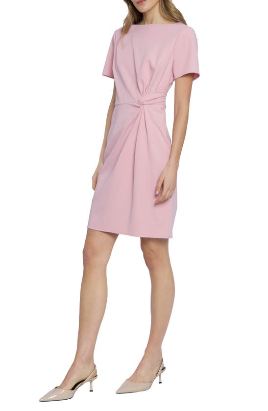 Donna Morgan Side Twist Sheath Dress In Shell Pink