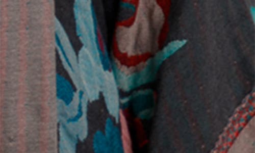 Saachi Keisha Long Floral Pattern Duster Jacket In Grey/pink