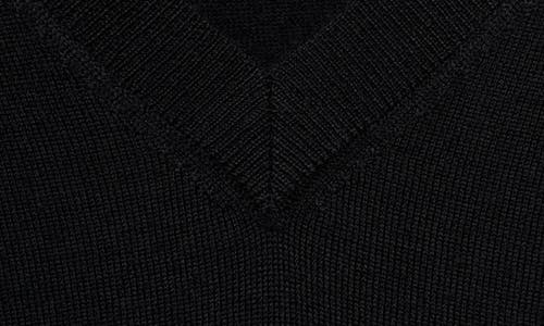 Shop Mango V-neck Merino Wool Sweater In Black