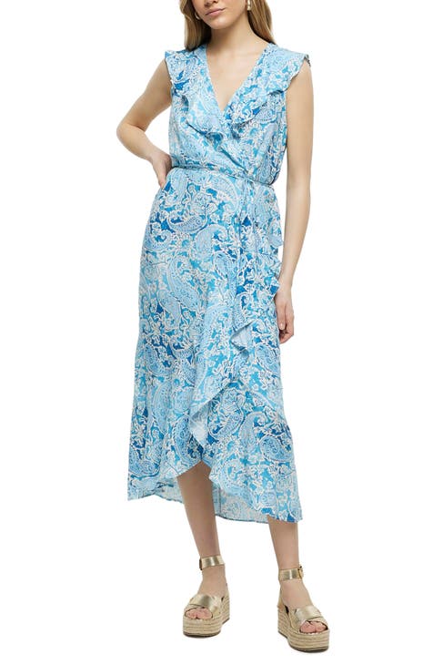 Senorita Print High-Low Wrap Maxi Dress
