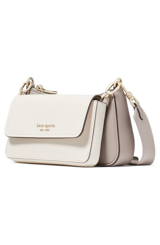 Shop Kate Spade Double Up Colorblock Leather Crossbody Bag In Warm Taupe/ Ivory