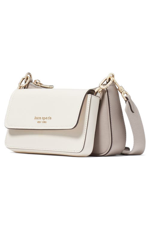 Shop Kate Spade New York Double Up Colorblock Leather Crossbody Bag In Warm Taupe/ivory