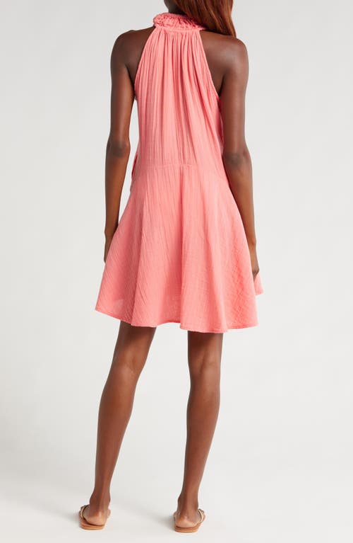 Shop Elan Button Front Cotton Cover-up Minidress In Coral