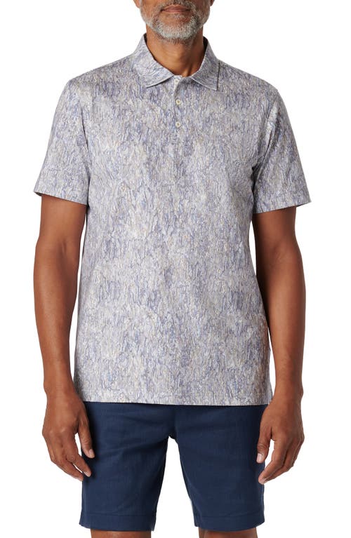 Bugatchi Victor OoohCotton Marble Print Polo Sand at Nordstrom,
