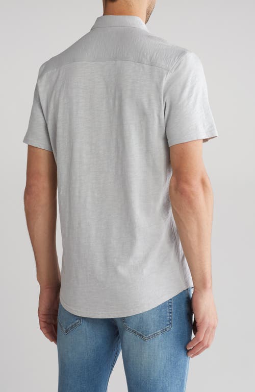 Shop 14th & Union Short Sleeve Slubbed Knit Button-up Shirt In Grey Silk