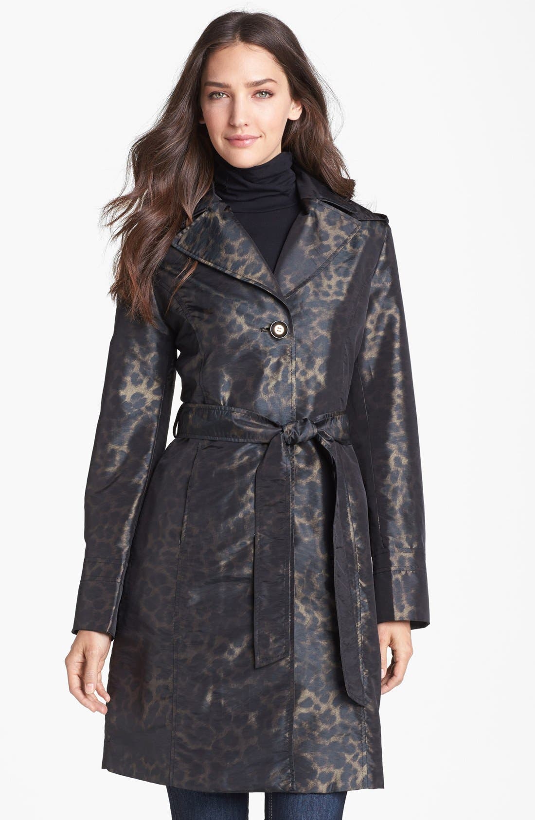 Ellen Tracy Belted Leopard Print Raincoat Only) Nordstrom