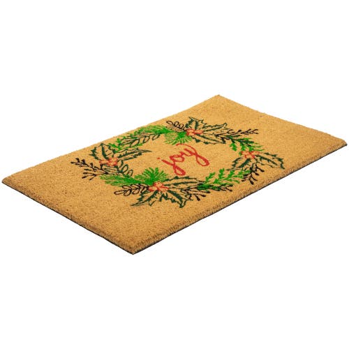 Northlight Coir Joy Wreath Indoor Rectangular Doormat In Brown