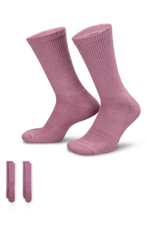 Nike 2-pack Dri-fit Everyday Cushioned Crew Socks In Plum Dust/plum Dust