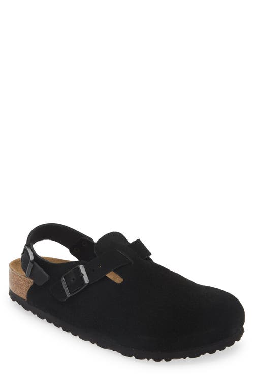 Birkenstock Tokio Shearling Buckled Suede Clogs In Black