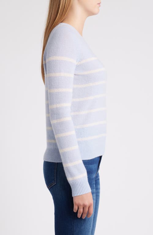 Shop Caslonr Caslon(r) Cashmere Crewneck Sweater In Blue - Ivory Stacy Stripe