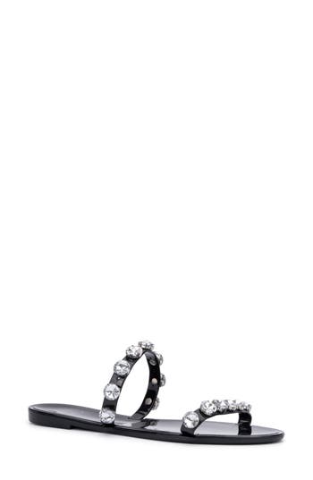 New York And Company Chava Rhinestone Jelly Sandal In Black