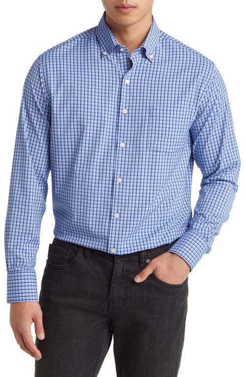 Peter Millar Ashbury Classic Fit Tattersall Plaid Performance Button-Down Shirt in Sport Navy at Nordstrom, Size Medium
