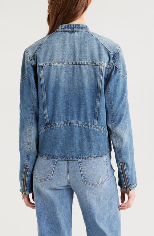 Hidden Jeans Denim Moto Jacket In Medium Wash