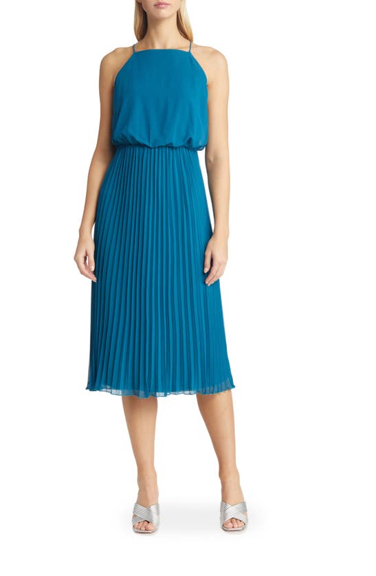 Sam Edelman Blouson Pleated Dress In Peacock
