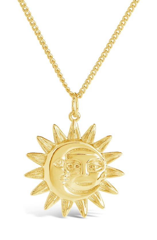 Sterling Forever 14k Yellow Gold Plated Moon & Sun Pendant Necklace In Gold