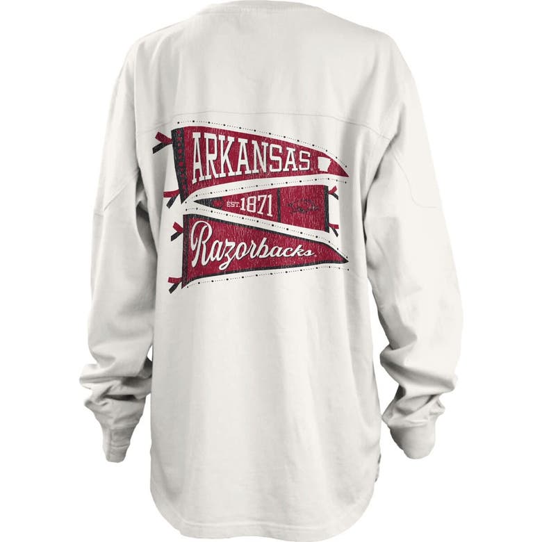 Shop Pressbox White Arkansas Razorbacks Pennant Stack Oversized Long Sleeve T-shirt