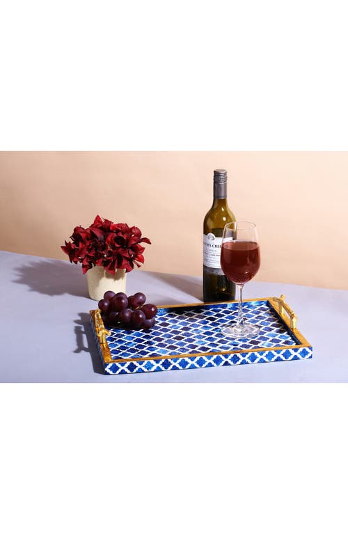 Tiramisu Handmade Decorative Resin Accent Tray In Blue