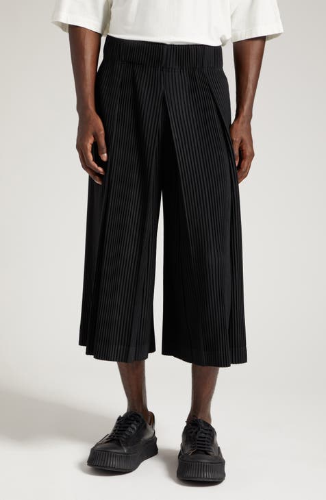 Black Plisse Straight Leg Trousers – AX Paris