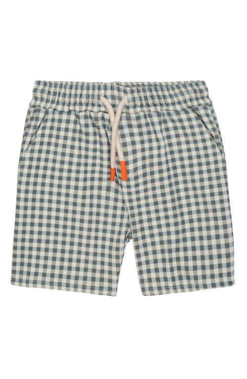 Mon Coeur Kids' Gingham Print Shorts Natural Faded Denim at Nordstrom,