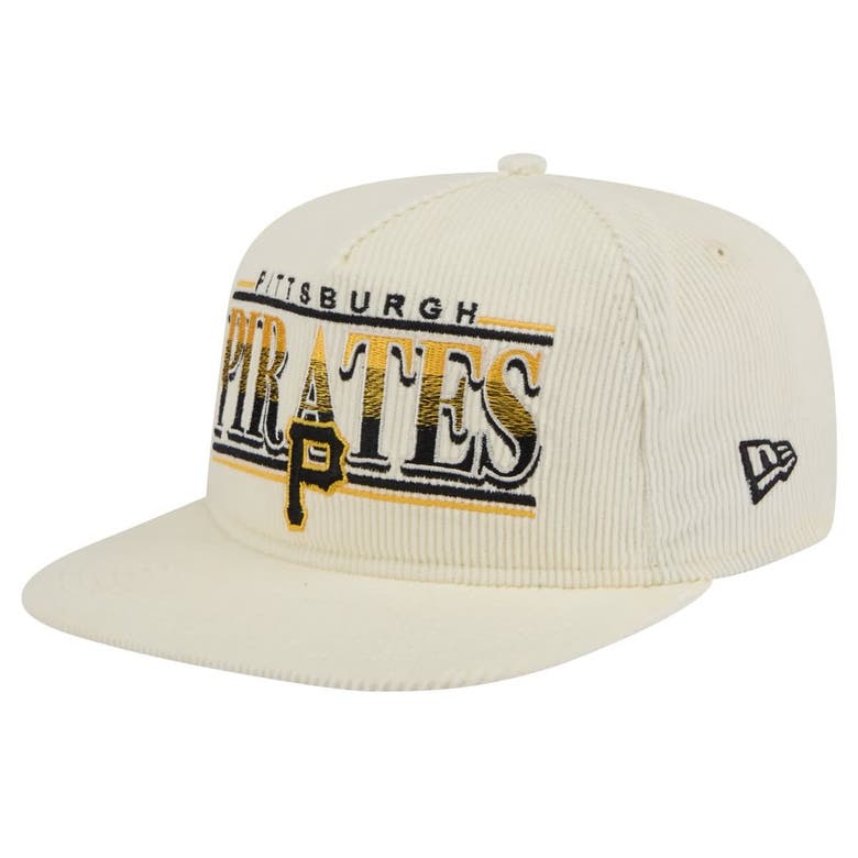 Shop New Era Cream Pittsburgh Pirates Throwback Bar Golfer Corduroy Snapback Hat
