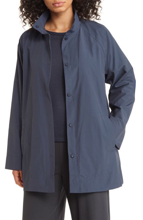 Eileen Fisher Raglan Sleeve Organic Cotton & Nylon Jacket in Blue Moon
