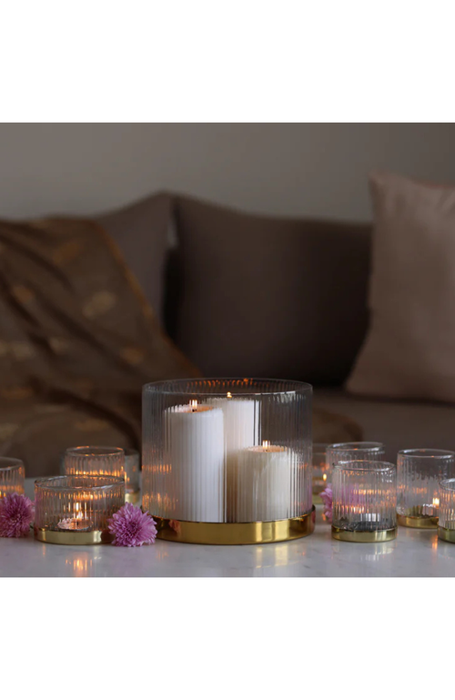 Fleck Fluted Glass Vase In Clear