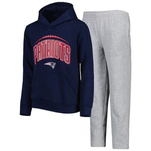Outerstuff Youth Navy/Heather Gray New England Patriots Double Up Pullover Hoodie & Pants Set