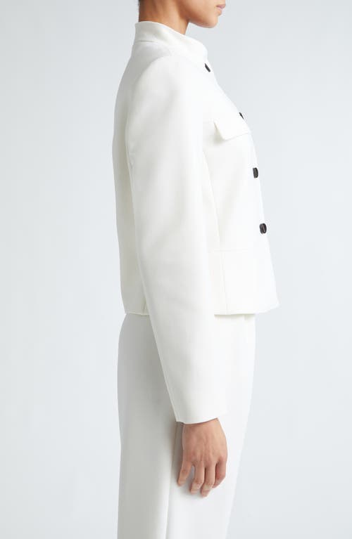 Shop Max Mara Album Stretch Wool Crop Jacket In White