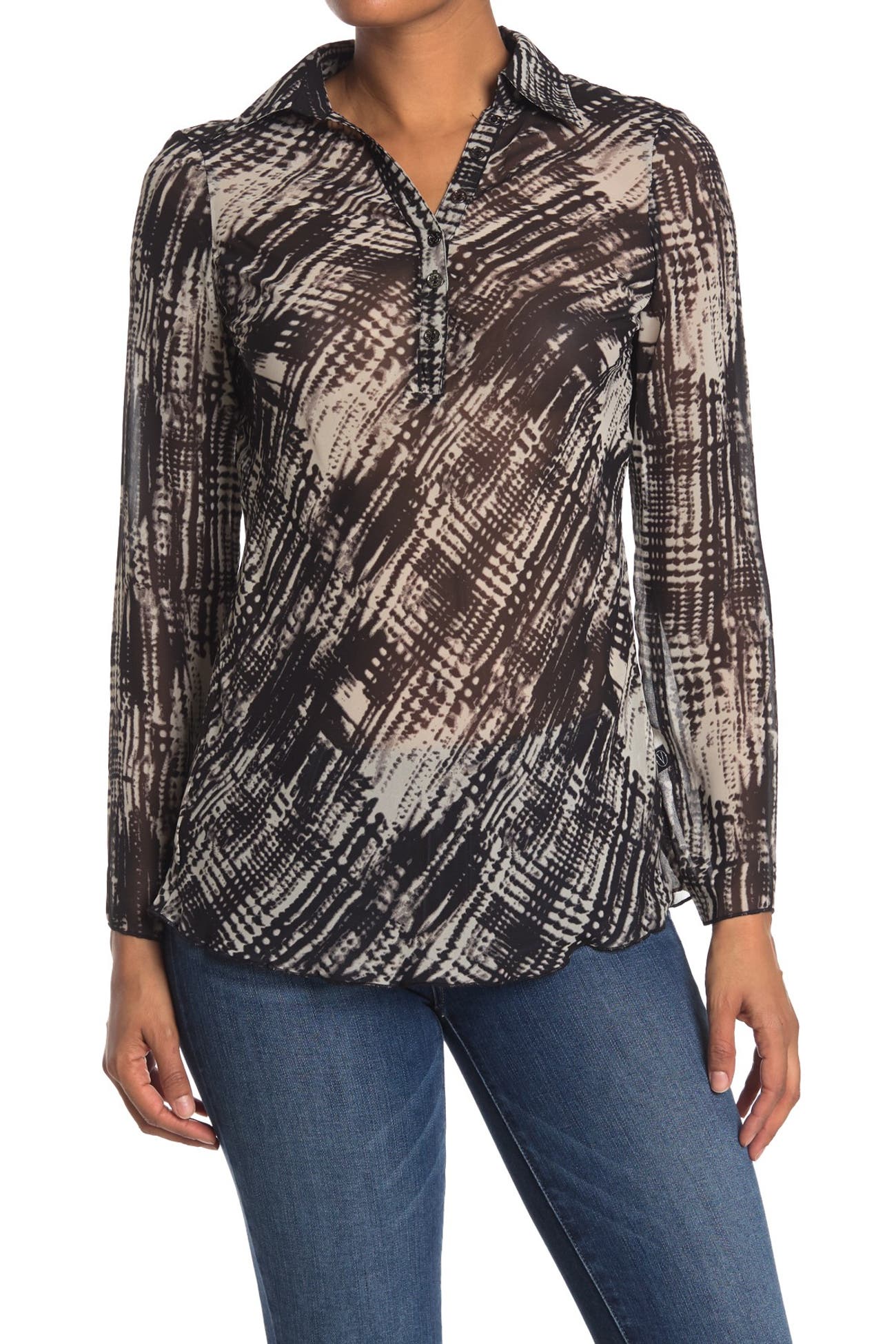 Vertigo Printed Long Sleeve Blouse Nordstrom Rack