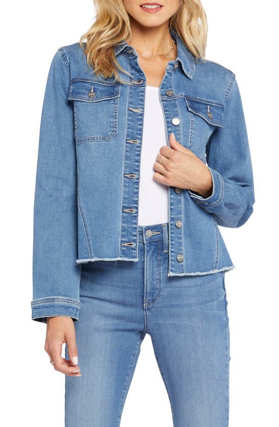 Nydj Womens Frayed Hem Denim Denim Jacket In Lovesick
