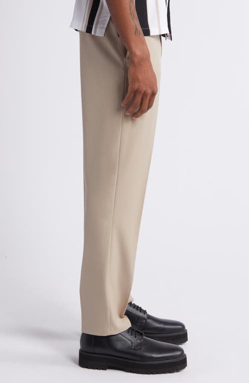 Shop Open Edit Slim Fit Solid Pants In Tan Thread