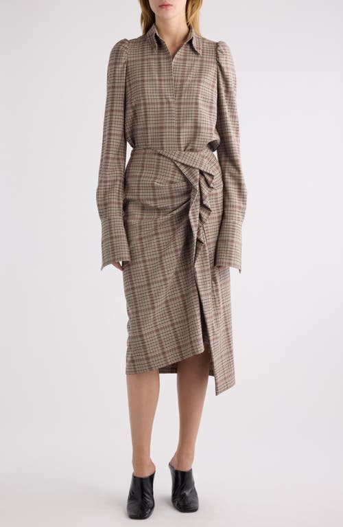 Shop Dries Van Noten Celindra Plaid Puff Shoulder Button-up Shirt In Beige