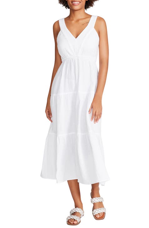 Women's Casual Dress Shift Dress Floral Dress Midi Dress White