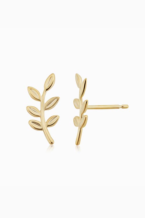 Oradina Women's 14k Yellow Solid Gold Peace And Love Studs In Yellow Gold