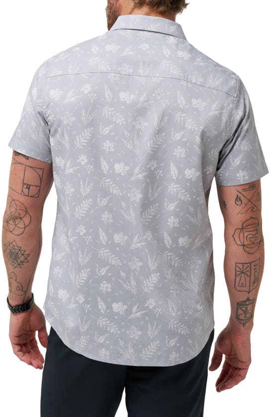 Shop Travismathew West Nowhere Floral Short Sleeve Stretch Button-up Shirt In Heather Sleet