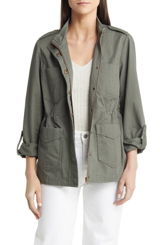 Wit & Wisdom Lace Trim Utility Jacket In Laurel Wreath