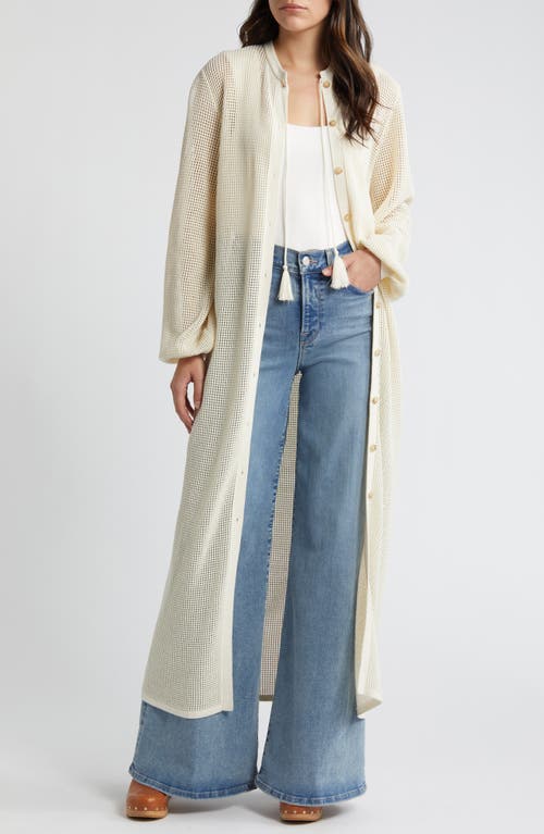 FRAME Open Knit Long Sleeve Maxi Sweater Dress Cream at Nordstrom,