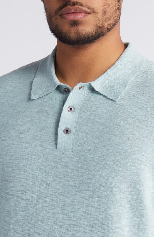 Shop Treasure & Bond Short Sleeve Linen & Cotton Polo Sweater In Blue Raindrop