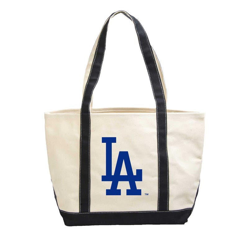 Shop Logo Brands Los Angeles Dodgers Canvas Tote Bag In Cream
