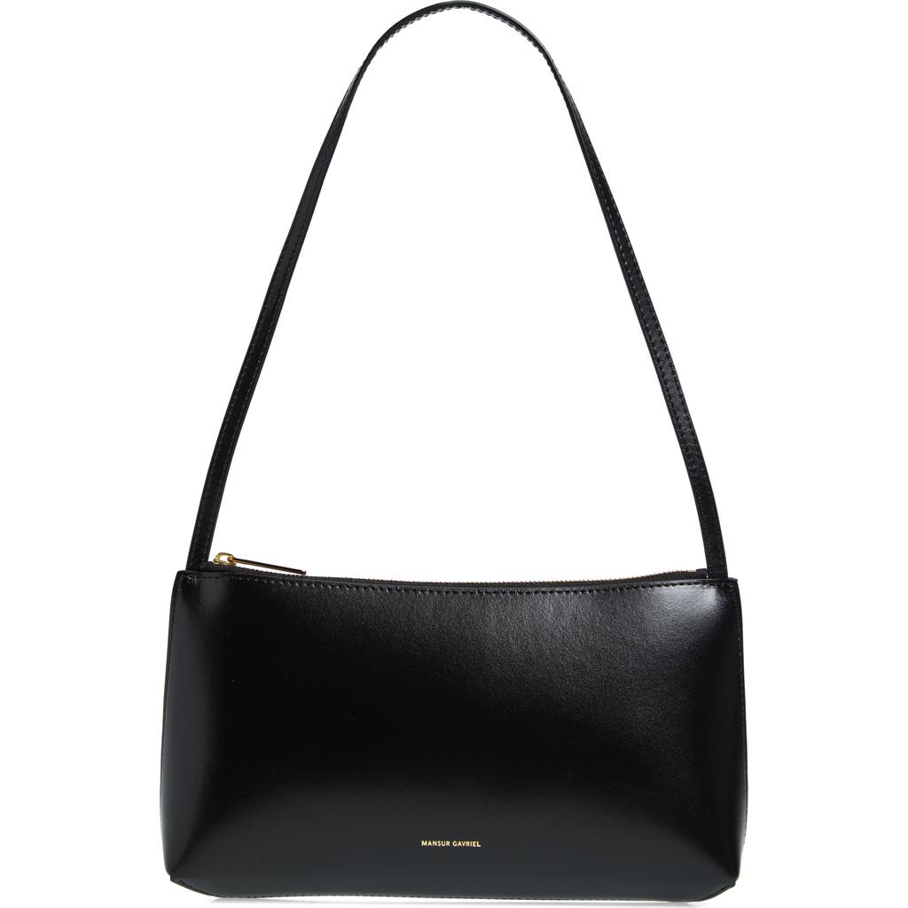Shop Mansur Gavriel Gaia Leather Shoulder Bag In Black/flamma