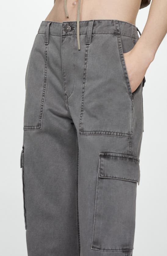 Shop Mango Straight Leg Cargo Jeans In Charcoal