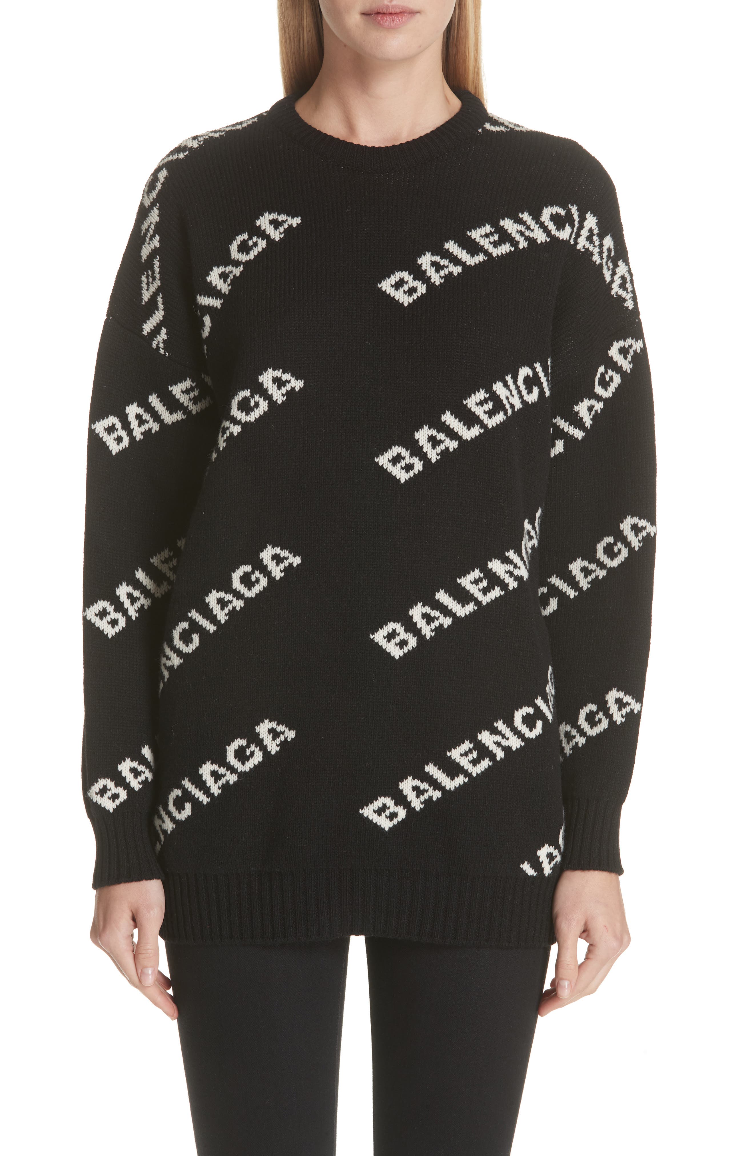 Balenciaga Logo Knit Wool Blend Sweater Nordstrom