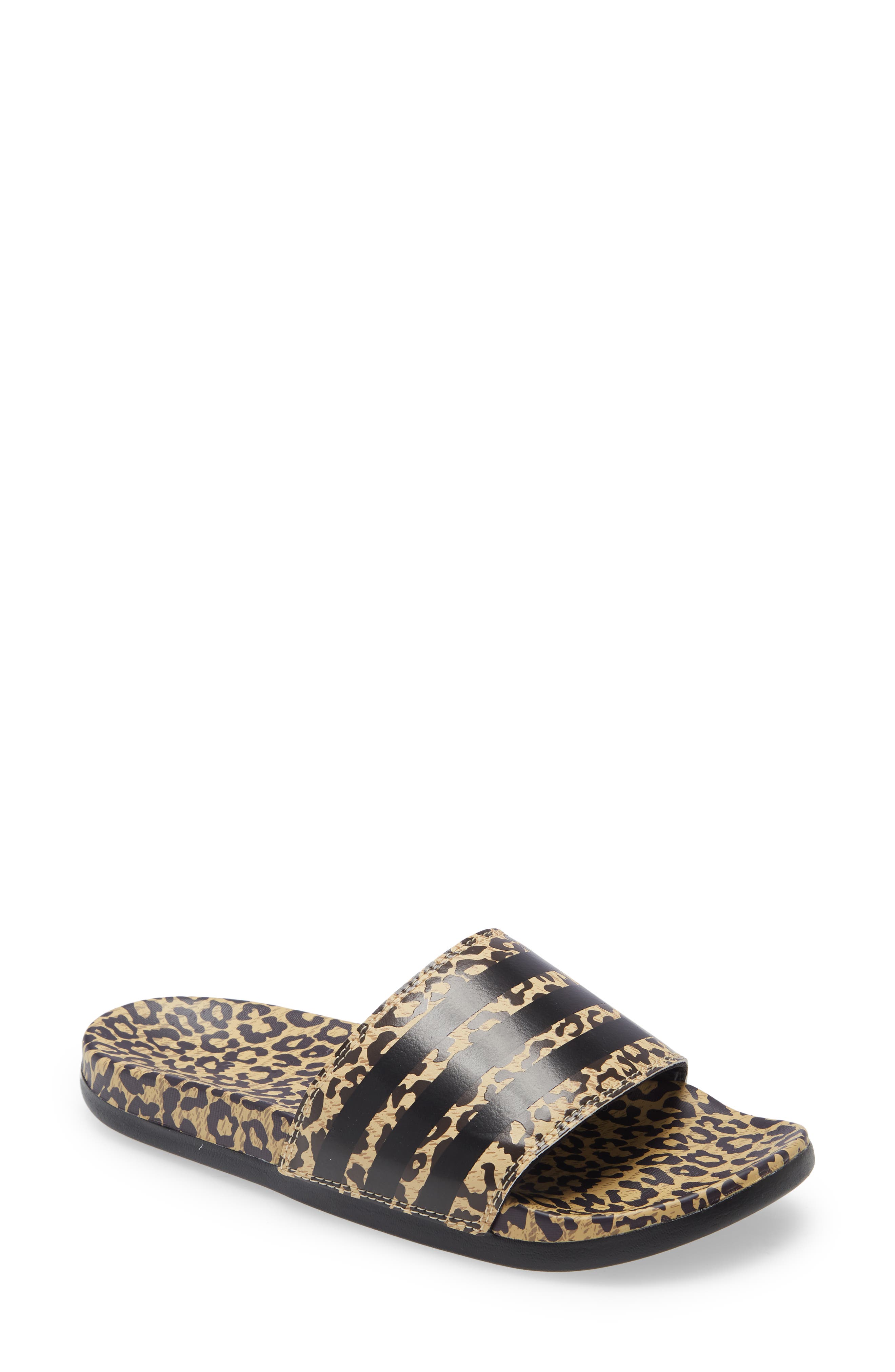 adidas womens leopard slides