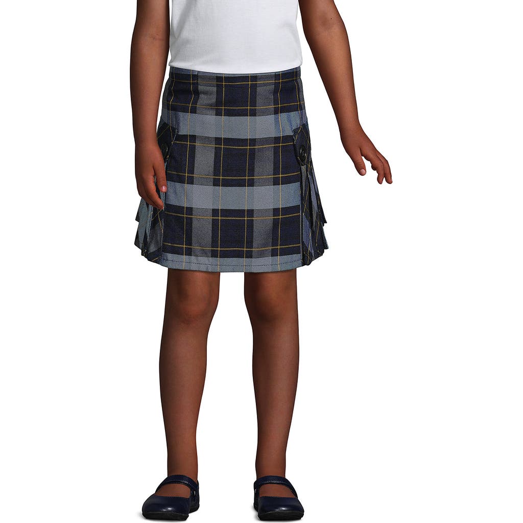 LANDS' END LANDS' END SCHOOL UNIFORM GIRLS SIDE PLEAT PLAID SKORT ABOVE KNEE