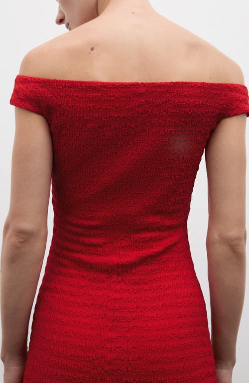 Mango Off The Shoulder Body-con Dress In Red